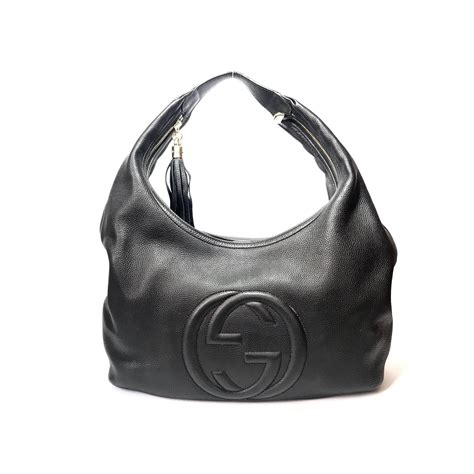 gucci black pebbled leather soho hobo bag|large slouchy hobo bag leather.